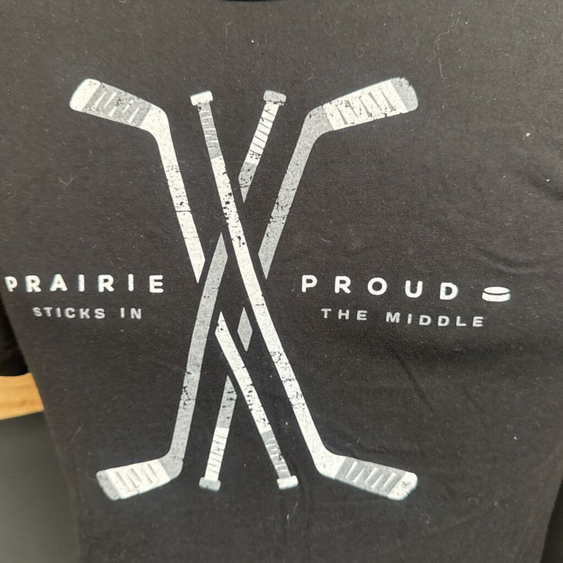Prairie Proud - Hockey T- Shirt- MSRP $40: black-unisex-SM