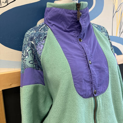 Eider - Vintage Polartec Full-Zip Fleece: Mint Green/Blue/Purple-men-LG