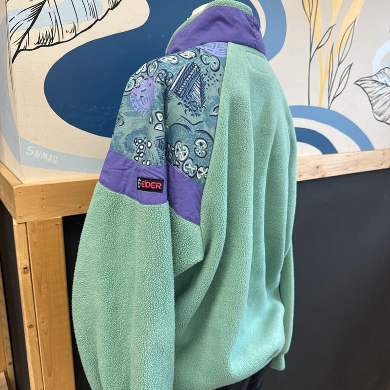 Eider - Vintage Polartec Full-Zip Fleece: Mint Green/Blue/Purple-men-LG