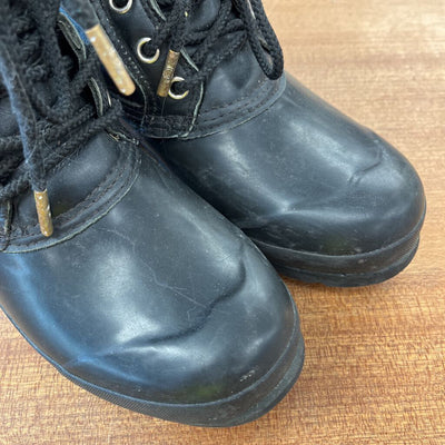 Hunter - Women's Insulated Lace-Up Rubber Boots: Black-women-W7