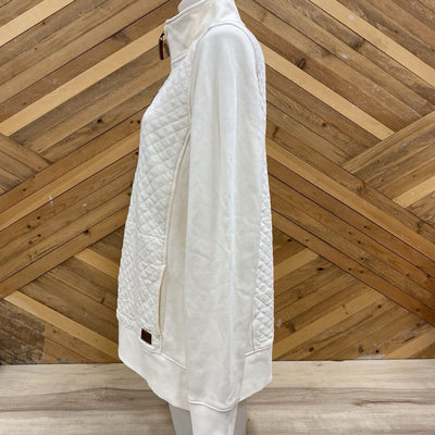 L.L. Bean - Women's Quilted 1/4 Zip Pullover - MSRP $129: Cream/White-women-MD