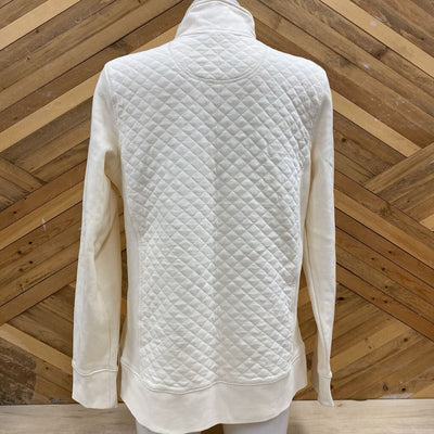 L.L. Bean - Women's Quilted 1/4 Zip Pullover - MSRP $129: Cream/White-women-MD