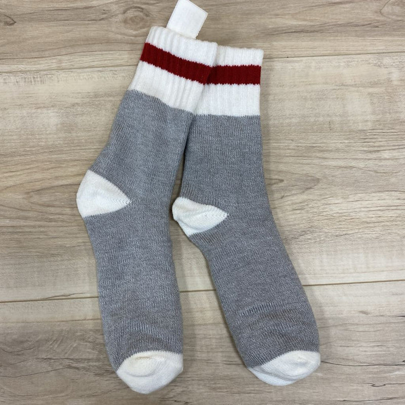 Roots - Unisex Warm Cabin Socks - MSRP $12: Grey/Red/White-unisex-