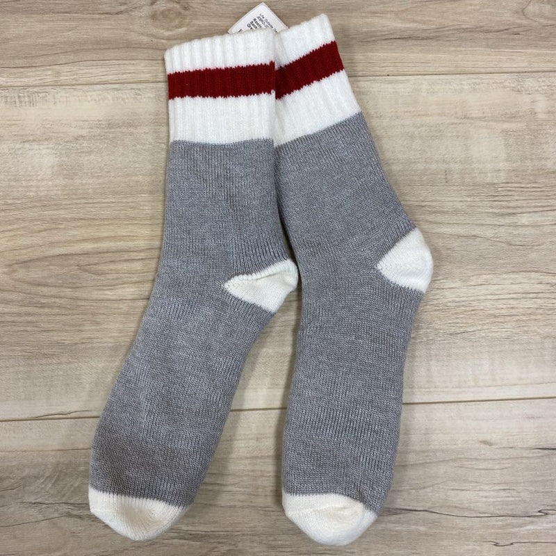 Roots - Unisex Warm Cabin Socks - MSRP $12: Grey/Red/White-unisex-
