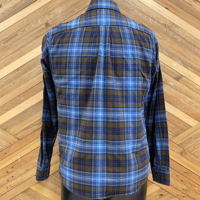 Eddie Bauer - Men's Classic Fit Flannel Button-Down Shirt - MSRP $108: Brown/Blue/Cream-men-SM