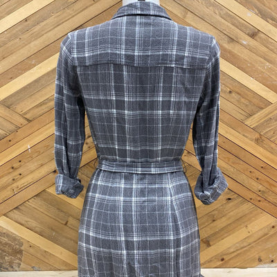 Universal Thread - Women's Flannel Belted Dress: Grey/White-women-XS