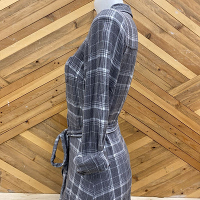 Universal Thread - Women's Flannel Belted Dress: Grey/White-women-XS