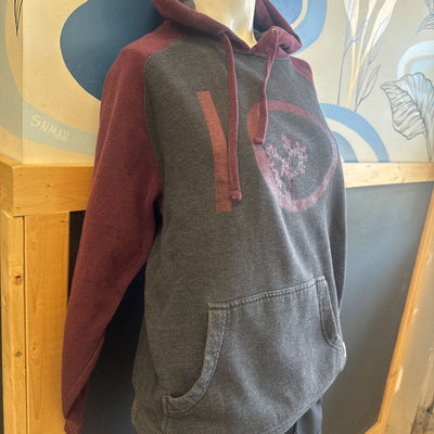 Ten Tree - Hoodie with Logo- MSRP $98 : gray and burgundy-unisex-SM