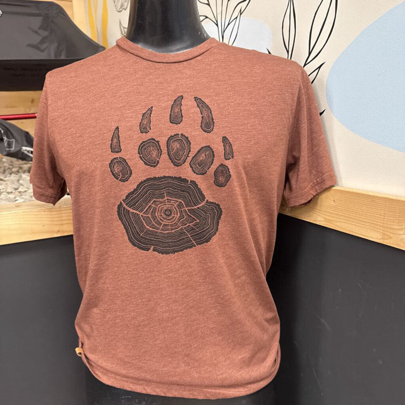 Bear Paw Print Organic Cotton T-Shirt: brown-unisex-MD