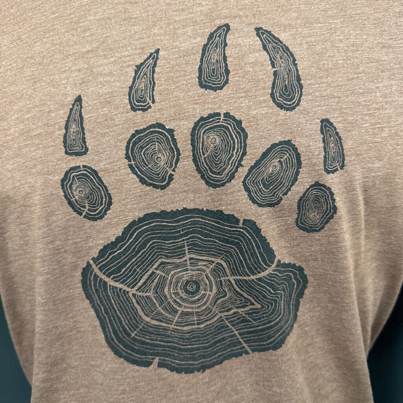 Bear Paw Print Organic Cotton T-Shirt: brown-unisex-MD