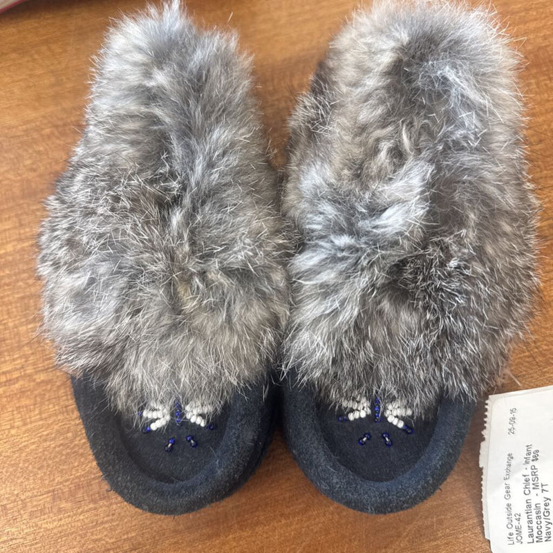 Laurantian Chief - Infant Moccasin - MSRP $69: Navy/Grey-infant-7T