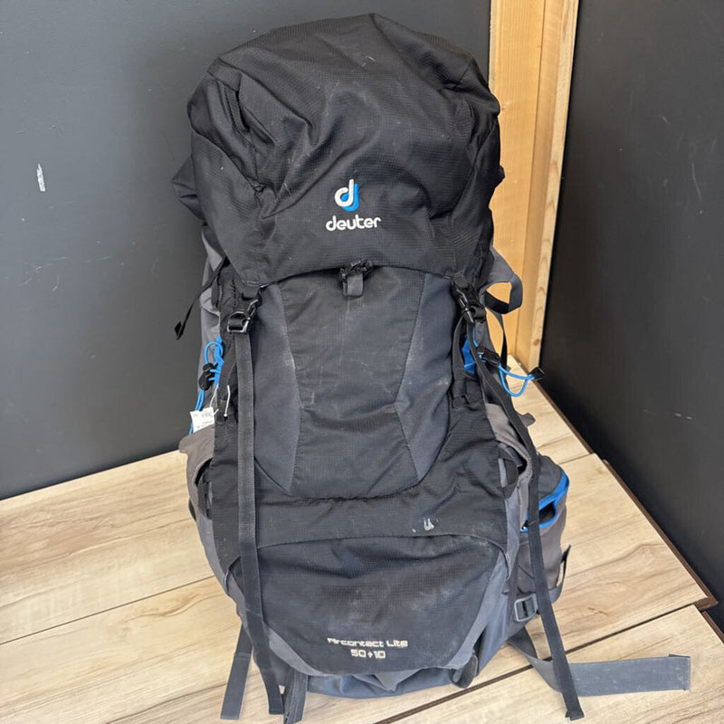Deuter - Aircontact Lite 50+10 Overnight Hiking Pack - MSRP $310: Black/Blue--50L