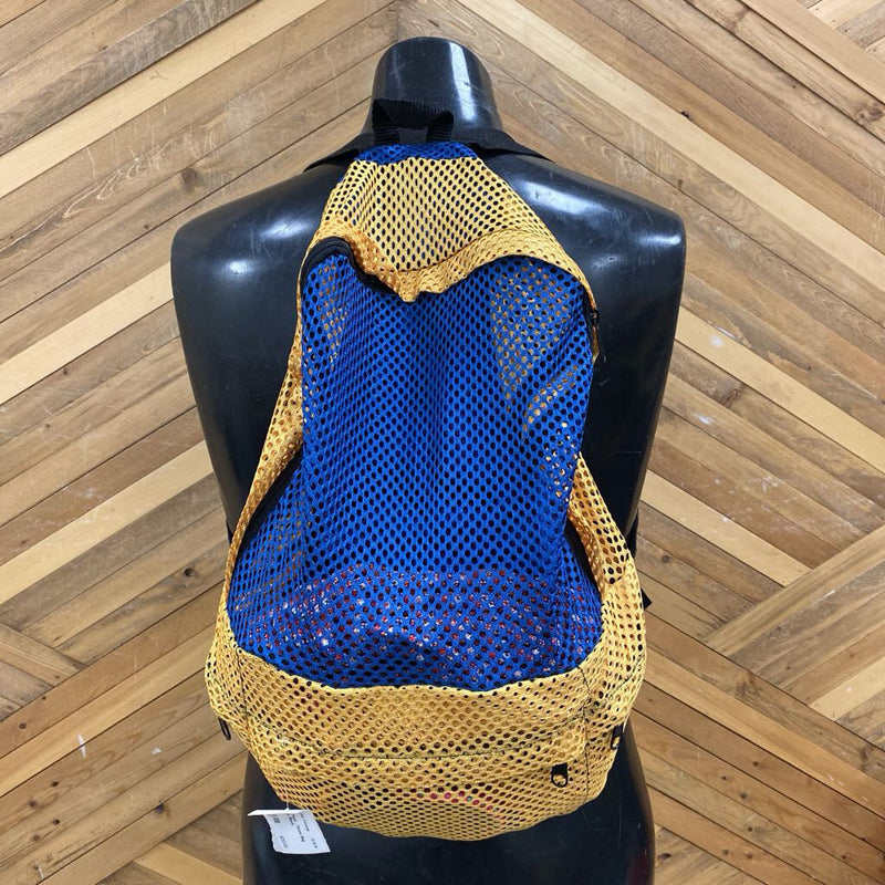 Mesh Back Pack - Throw Bag : Yellow, Blue, Black-unisex-