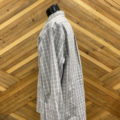 Eddie Bauer - Men's Button Down Lonsgleeve Shirt - MSRP $100: White/Grey-men-XL