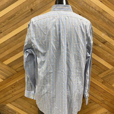 Eddie Bauer - Men's Button Down Shirt - MSRP $100: Blue/Yellow-men-