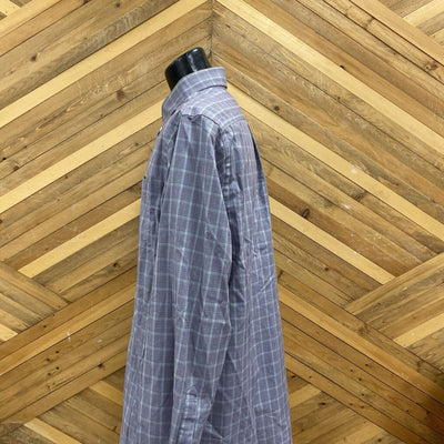 Eddie Bauer - Men's Button Down - MSRP $100: Purple/Grey-men-XL
