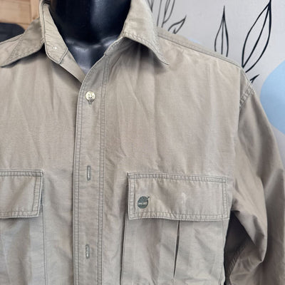 Timberland - Men's Button-Down L/S Shirt - MSRP comp $120: Brown/Khak/Greyi-men-MD