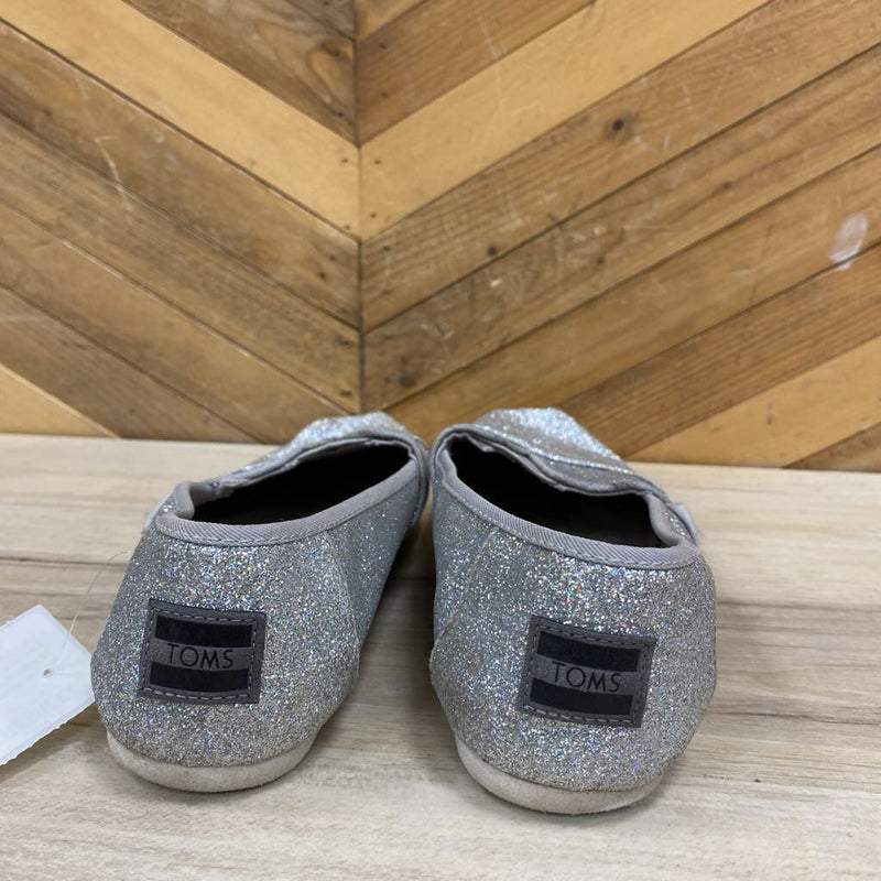 TOMS- Kids Glitter Slip-On Shoes: silver-children-2Y