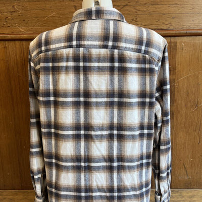 American Eagle - Women's Flannel Button-Down L/S Shirt - MSRP comp $60: White/Brown/Blue-women-MD