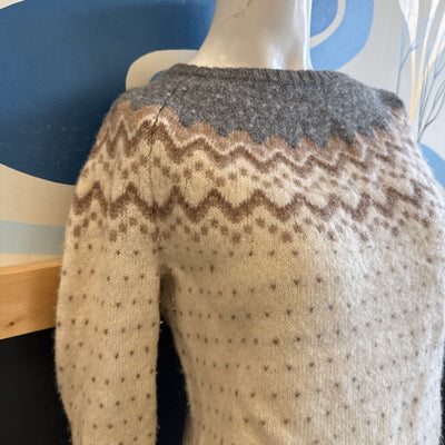 FjallRaven - Women's Ovik Knit Sweater - MSRP $200: White/Grey/Brown-women-LG