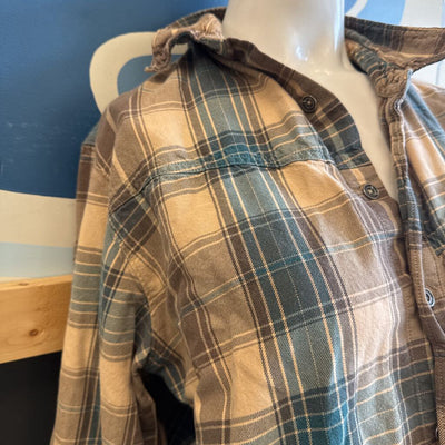 Ascend - Women's Button Down - MSRP $35: Brown/Blue-women-MD
