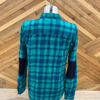 KAVU/escape -Womenn's Green Checkered Flannel Shirt: green-women-MD