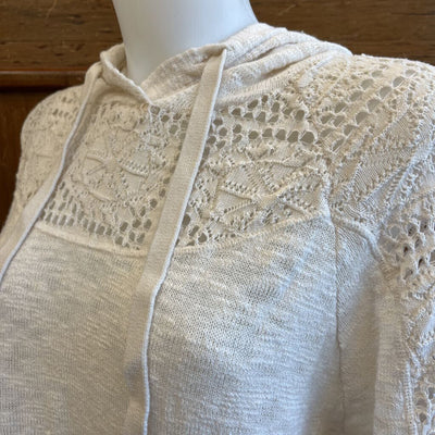 O'Neill - Women's Crochet-Trimmed Hooded Sweater - MSRP $109: White-women-XL