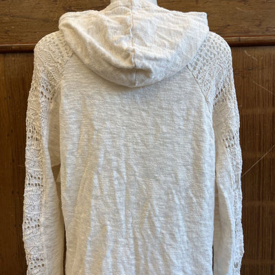 O'Neill - Women's Crochet-Trimmed Hooded Sweater - MSRP $109: White-women-XL