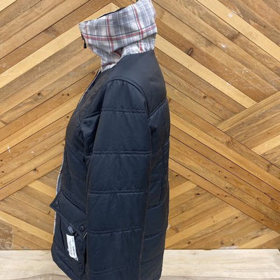 The North Face- Women's Plaid Lined Puffer Jacket - MSRP $215: Dark Grey -women-MD
