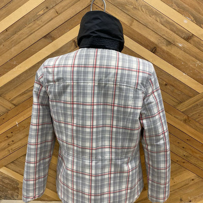 The North Face- Women's Plaid Lined Puffer Jacket - MSRP $215: Dark Grey -women-MD