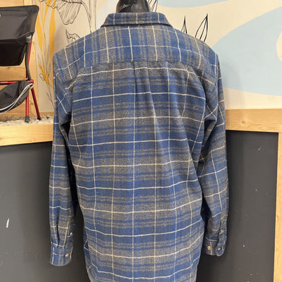 Field & Stream - Men's Plaid Flannel Button-Down L/S Shirt: Blue/Grey/Beige-men-XL