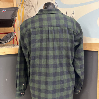 Field & Stream - Men's Plaid Flannel Button-Down L/S Shirt: Dark Green/Black-men-XL