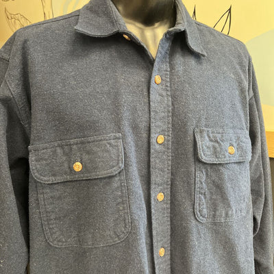 Field & Stream - Men's Flannel Button-Down L/S Shirt: Dark Blue-men-XL