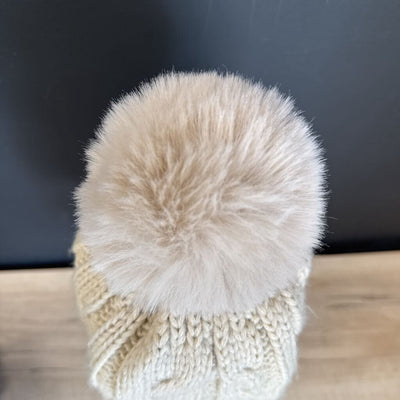 Joy Susan- Knit Beanie with Pom Pom: cream-women-