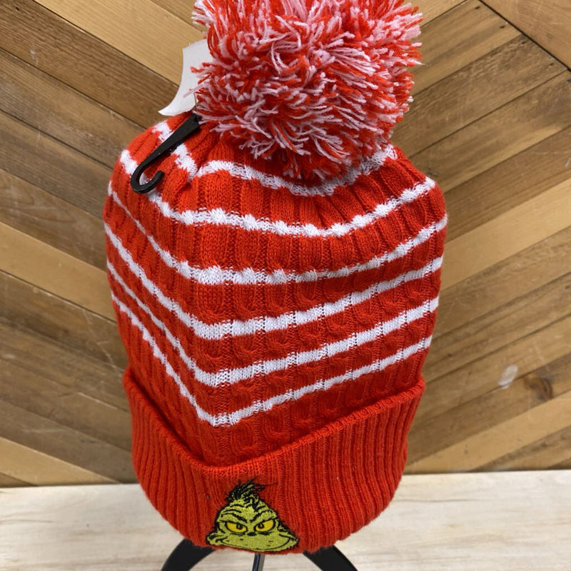 Grinch- Striped Beanie Hat: red-unisex-