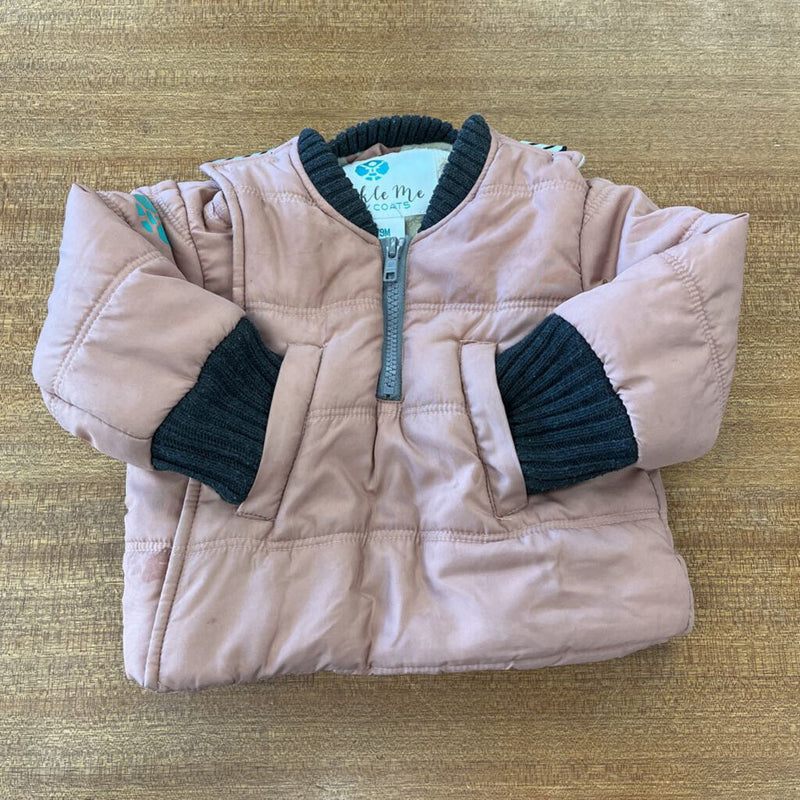 Buckle Me - Baby Half-Zip Winter Jacket - MSRP $80: Pink/Grey-women-6-9 Months