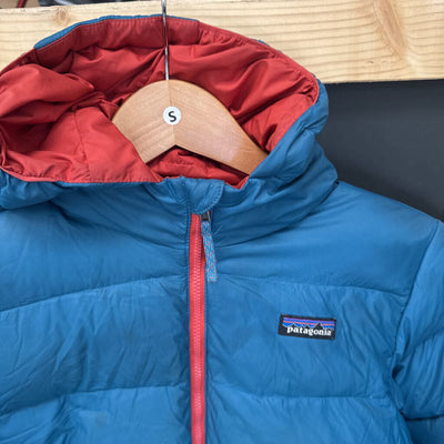 Patagonia - Children's Hi Loft Down Sweater Hoody- MSRP $239: blue pink-children-10