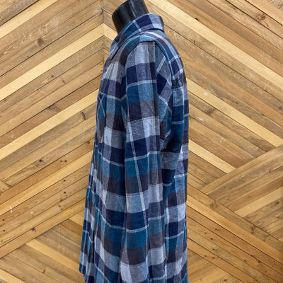 Boston Traders - Men's Flannel Button Down - MSRP $59: Black/White/Blue-men-LG