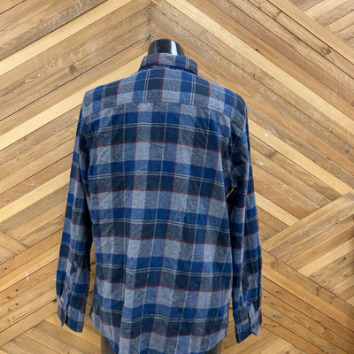 Boston Traders - Men's Flannel Button Down - MSRP $59: Grey/Blue/Red-men-LG