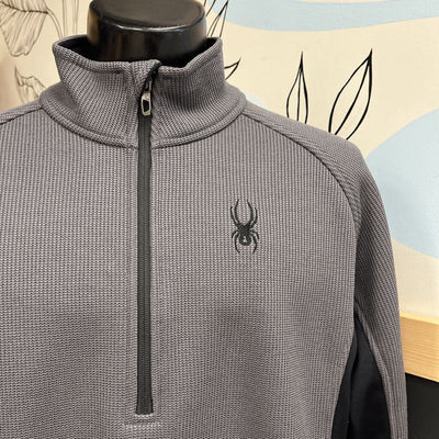Spyder - Men's 1/4 Zip Fleece-Lined Pullover: Grey/Black-men-XL