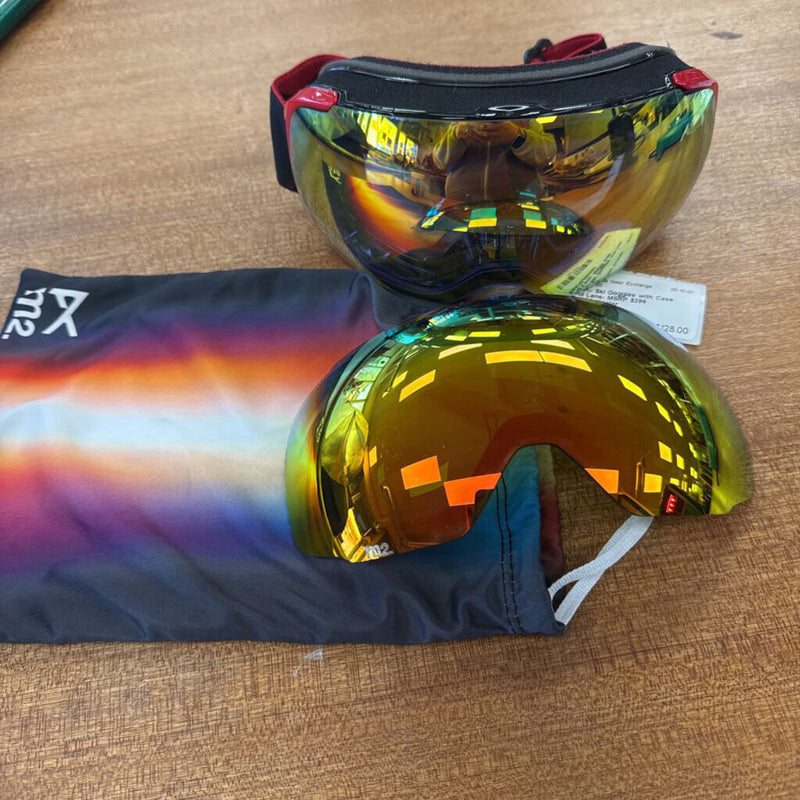 Ann. Ski Goggles with Case: Red/Multicolor-unisex-