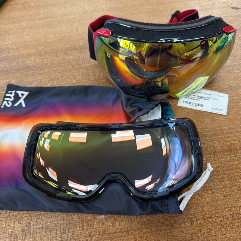 Ann. Ski Goggles with Case: Red/Multicolor-unisex-