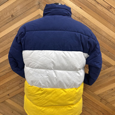 Schott - Colorblock Puffer Jacket- MSRP $168 : navy blue, white, yellow-unisex-LG