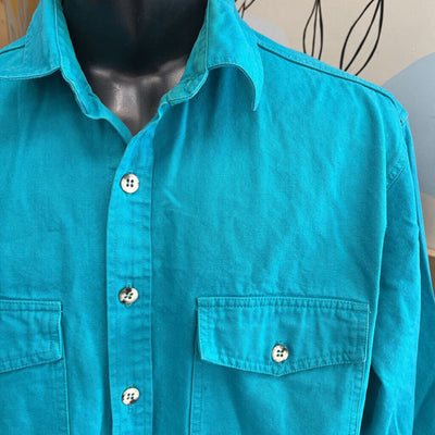 MEC - Men's Button-Down Overshirt - MSRP comp $90: Teal Green/Blue-men-XL