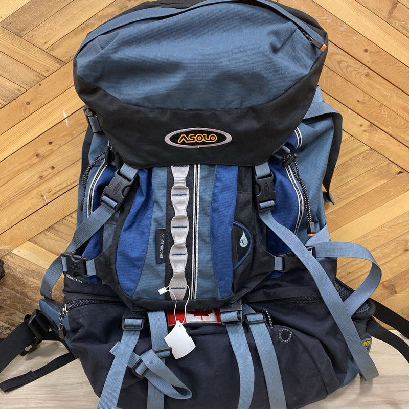 Asolo - Encounter 60L Hiking Backpack: Black/Grey/Blue-unisex-