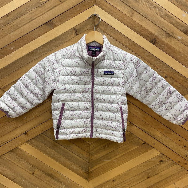 Patagonia - Baby Down Sweater Jacket - MSRP $135: White/Purple Polar Bears-children-3T