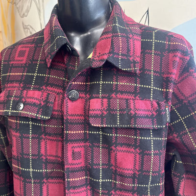 Spountin - Men's Button Down Fleece: Red/Black-men-3XL
