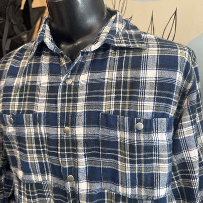 Wind River - Men's Flannel : Blue/Green/White-men-LG
