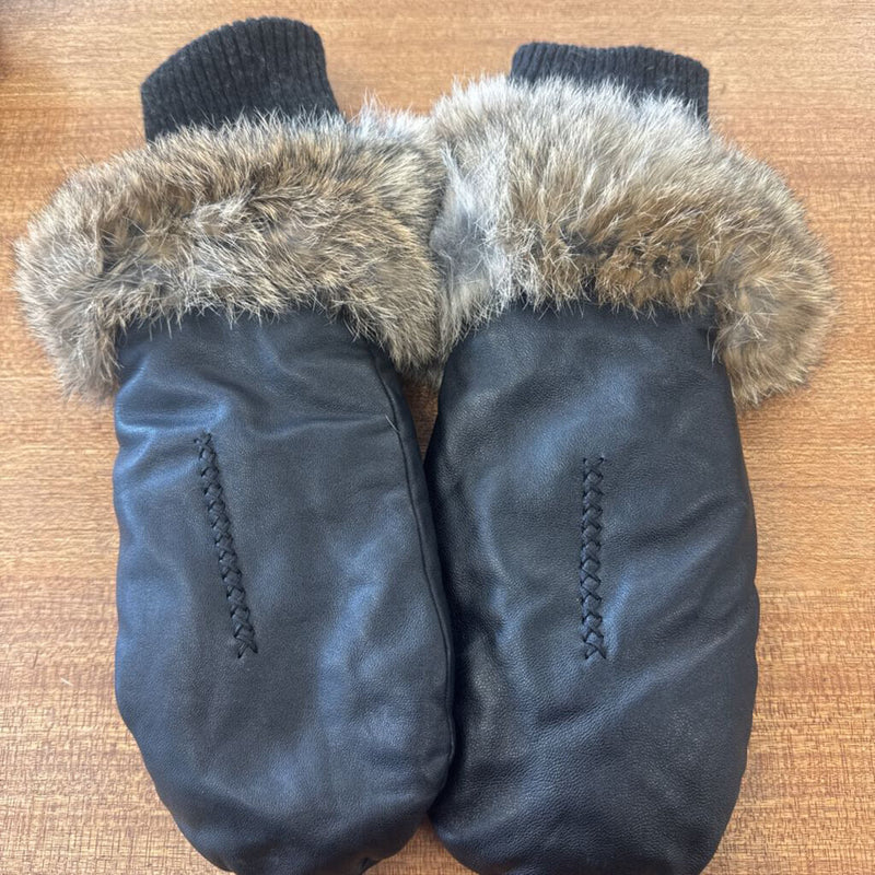 Manitobah Mukluks - FUR TRIM LEATHER MITT- MSRP $85 : Black --LG XL