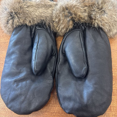 Manitobah Mukluks - FUR TRIM LEATHER MITT- MSRP $85 : Black --LG XL